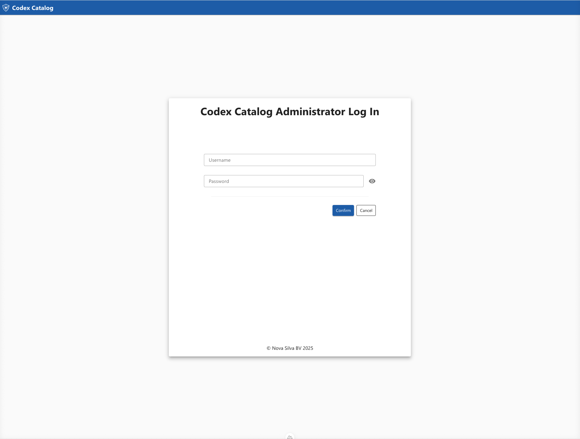 Admin Login Screen