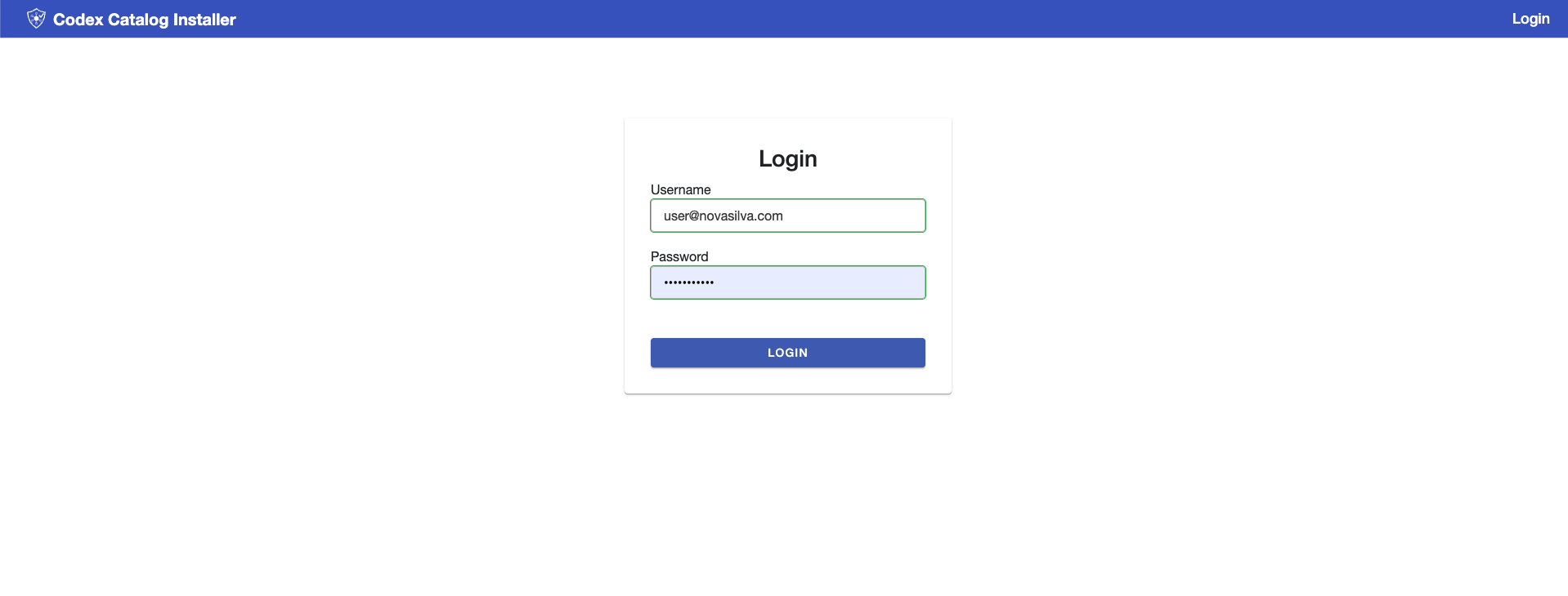 The instaler: log in page